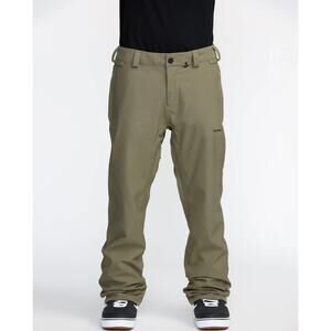 Volcom Mens Freakin Snow Chino Pants Large Military Green Taupe Waterproof NWT